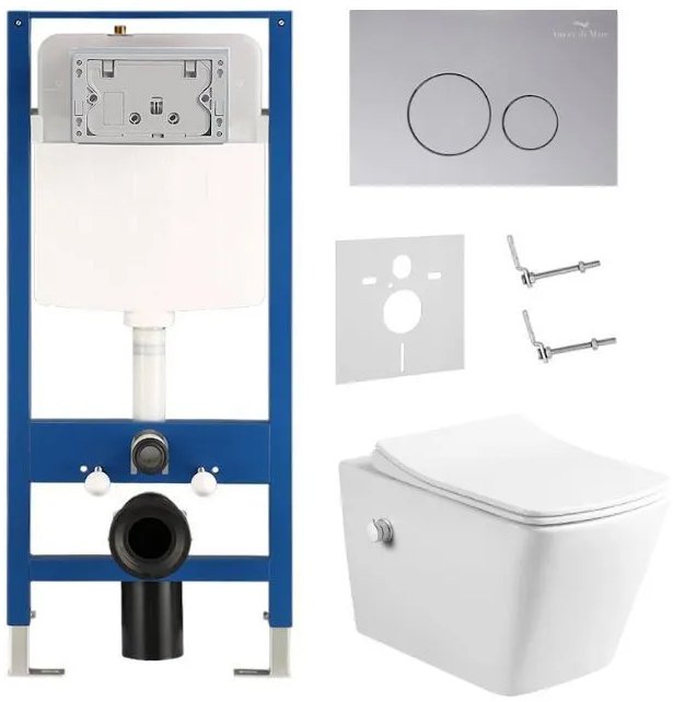 Комплект 6 в 1: инсталляция Amore di Mare QuickFit 50114 с подвесным унитазом Garda Bidet P310-X и клавишей смыва 303CH (QF303CH310X)